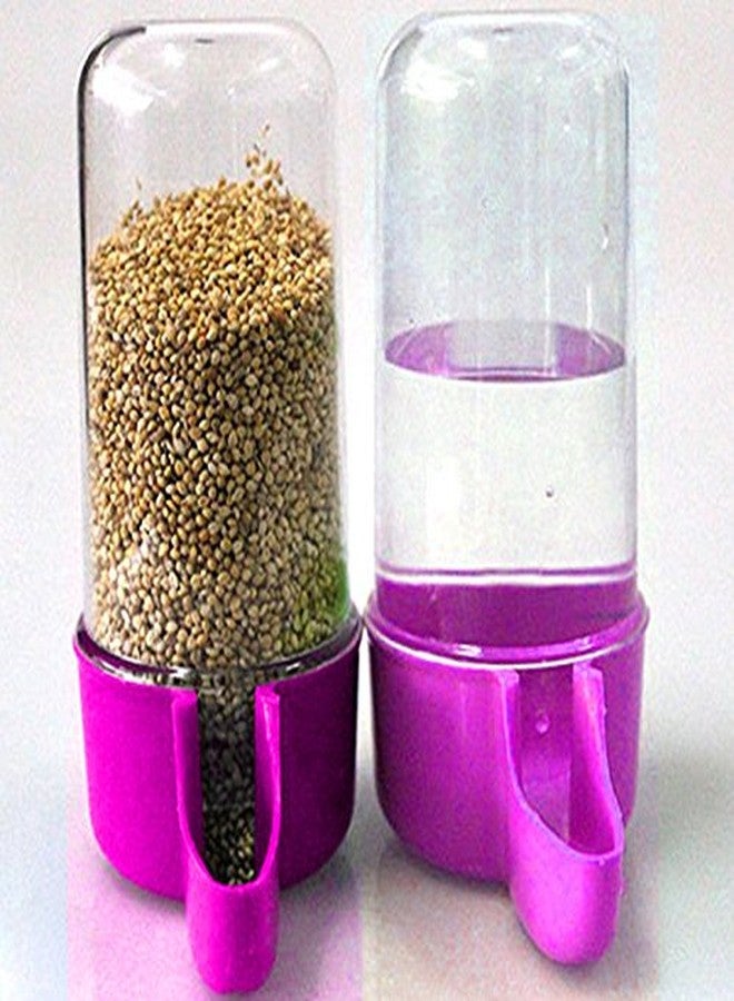 سايج سكوير موزع طعام وبذور وماء على شكل أنبوب مع صينية قابلة للإزالة - لا انسكاب ولا فوضى (وردي) (عبوة من قطعتين) - Image 2